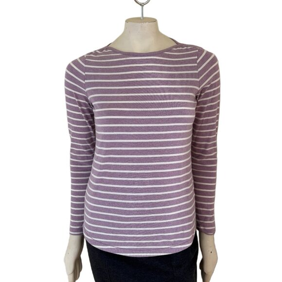 FAT FACE The Classic Breton Tee Shirt in Lilac Mist White Stripe SZ 2 - Picture 9 of 9